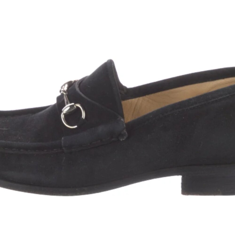 Women's Gucci Horsebit Loafers - Black Suede - Picture 2 of 5